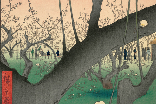 シルク スカーフ 歌川広重 名所江戸百景 好 亀戸梅屋敷 浮世絵
